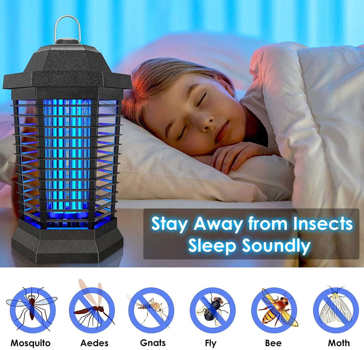 Exterminador de mosquitos eléctrico para exteriores, trampa para mosquitos para exteriores, exterminador de moscas para exteriores e interiores