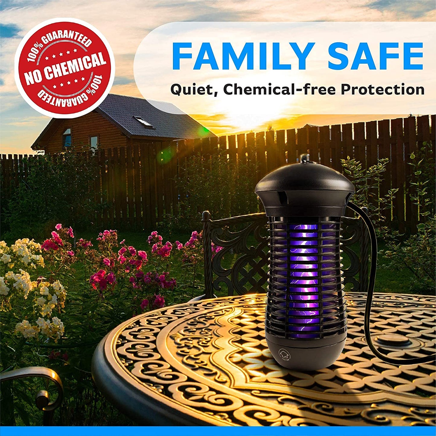 18W UVA Mosquito Killer Bulb 4000V High Powered Electric Mosquito Zapper, Fly, Mosquito Trap with 1,500 Sq Feet Range