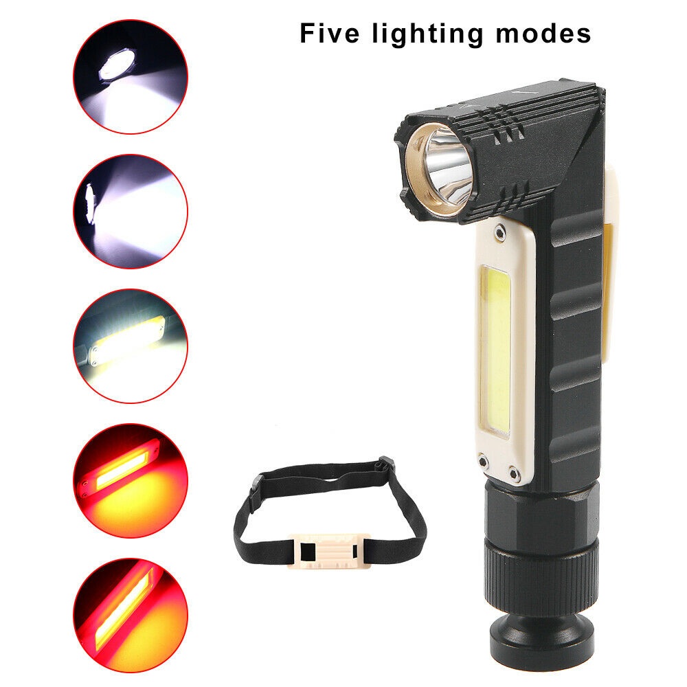 USB Rechargeable Magnetic Camping Work Light Flashlight LED COB Torch Headlight