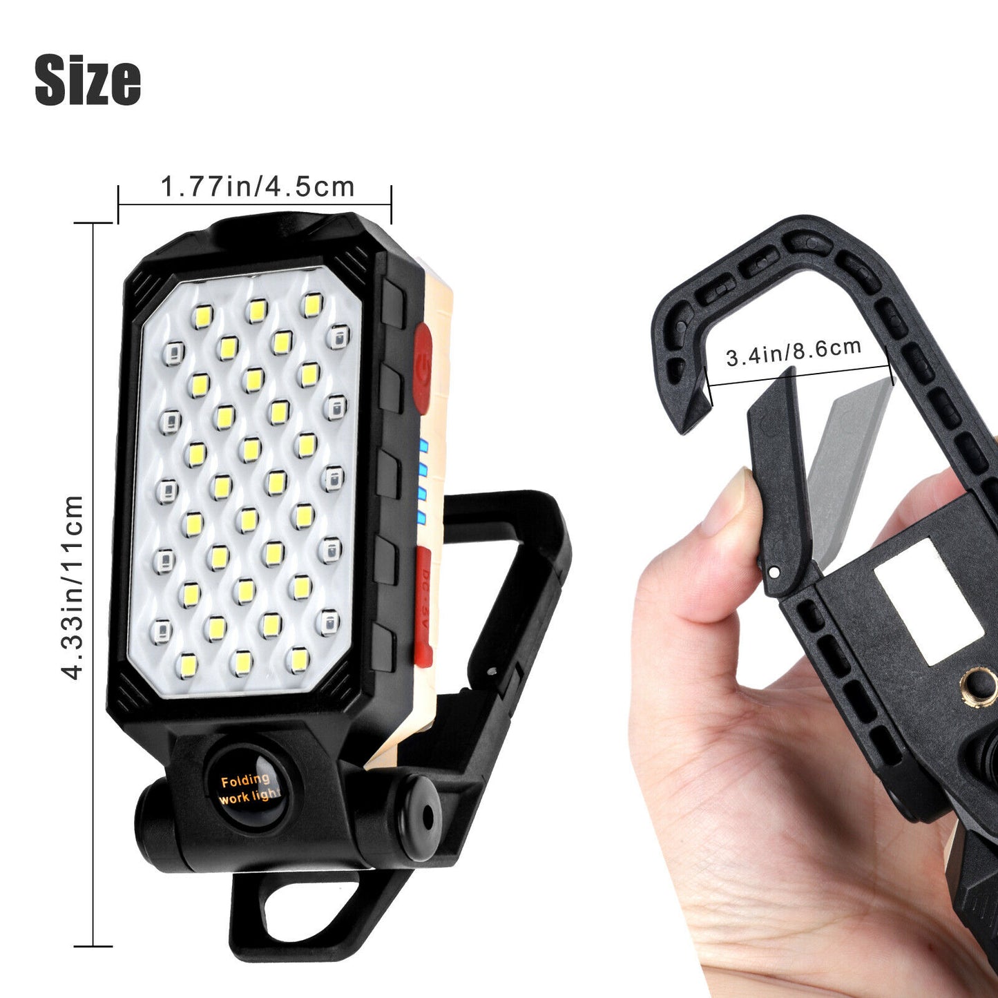 Magnetic COB LED Work Light USB Rechargeable Camping Lamp Torch Flashlight + Hook