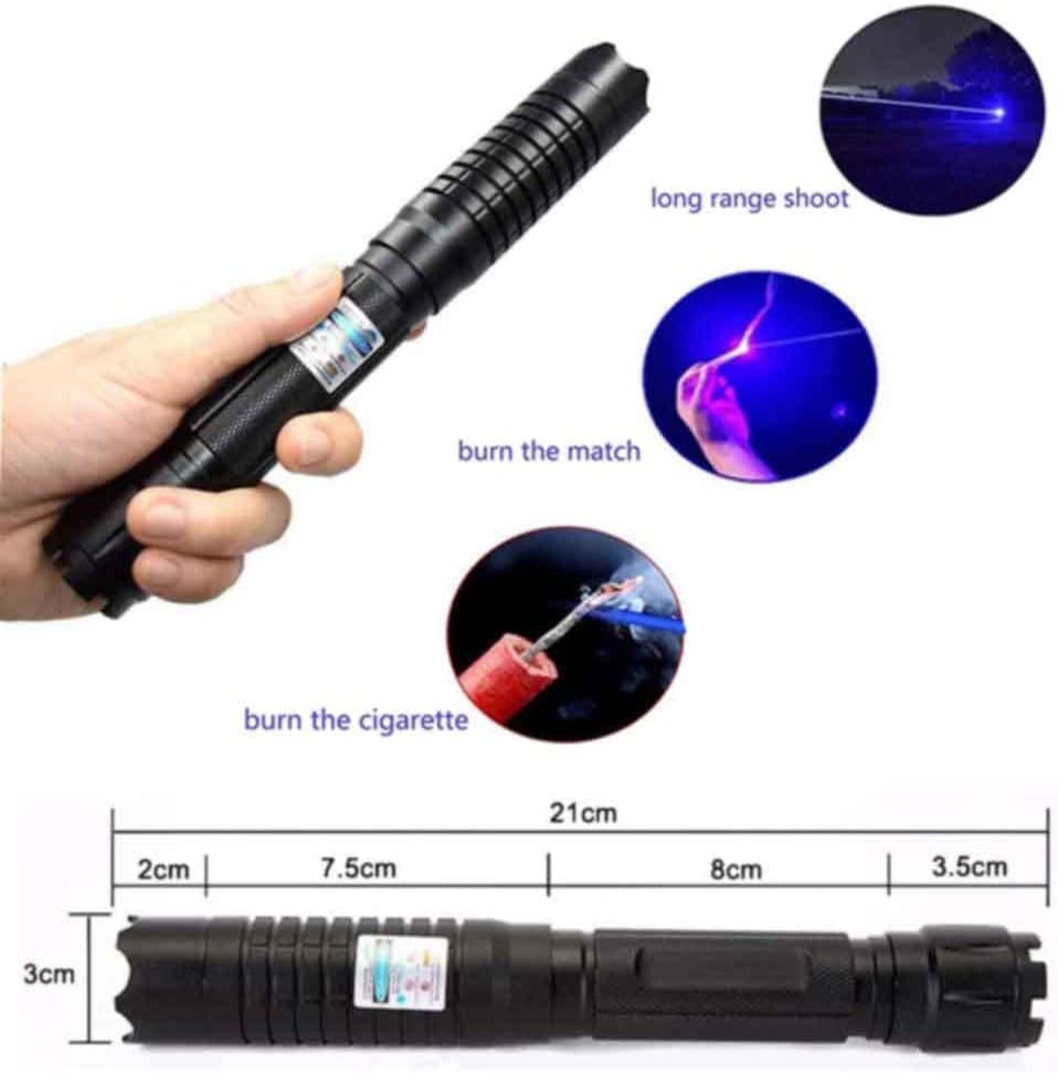 Blue Flashlight Adjustable Light with Five Star Cap for Camping, Hiking, Hunting Fishing and Pet TraIng