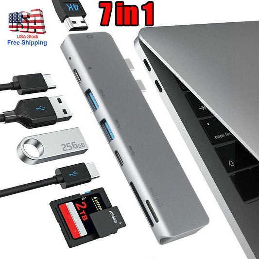 7 in 1 Multiport USB-C Hub Type C To USB 3.0 4K HDMI Adapter For Macbook Pro/Air