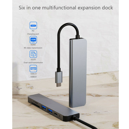 6 in 1 Multiport USB-C Hub Type C To USB 3.0 4K HDMI Adapter For Macbook Pro/Air