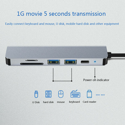 6 in 1 Multiport USB-C Hub Type C To USB 3.0 4K HDMI Adapter For Macbook Pro/Air