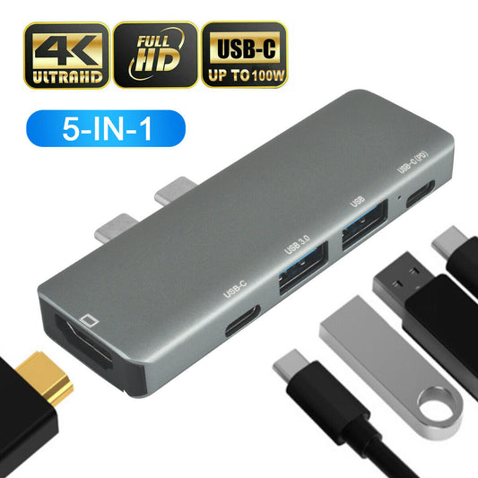 5-in-1-USB-C-Hub Typ C auf USB 3.0 4K HDMI-Multiport-Adapter für MacBook Pro/Air
