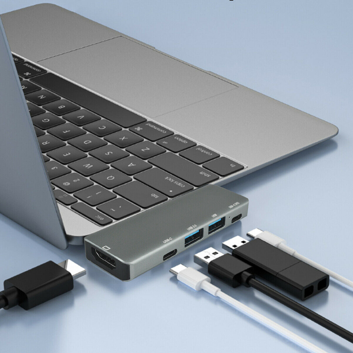 5 en 1 USB-C Hub tipo C a USB 3.0 4K HDMI adaptador multipuerto para Macbook Pro/Air