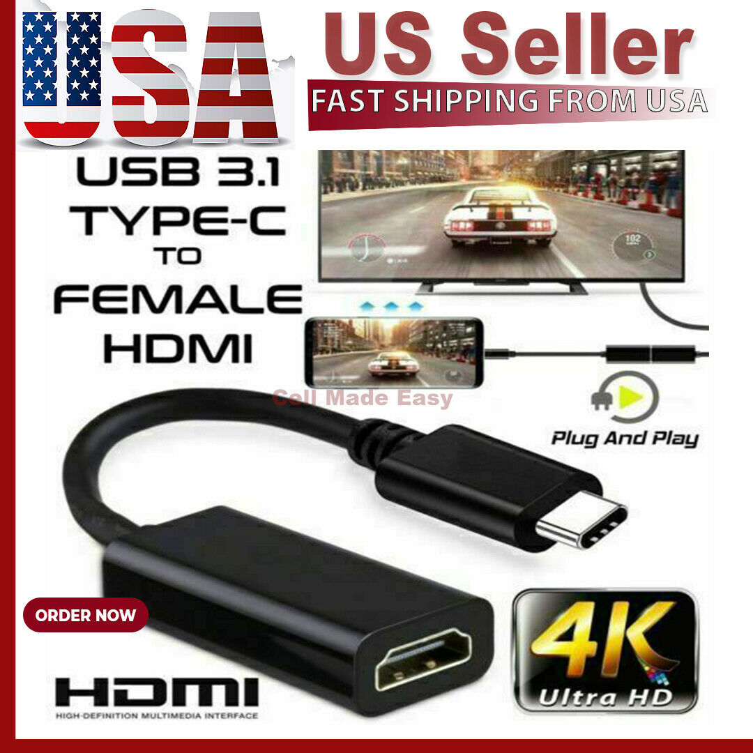 USB-C Type C to HDMI Adapter USB 3.1 Cable For MHL Android Phone Tablet