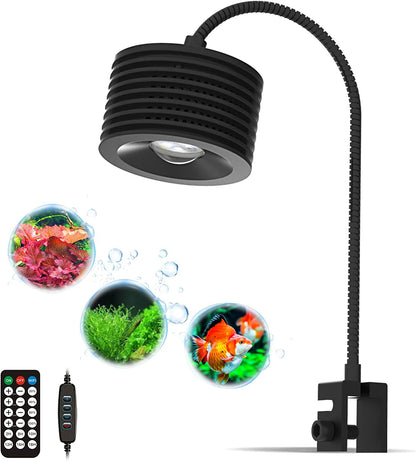 LED Aquarium Light Saltwater Freshwater Camp Clip on Fish Tank Light Remote Control for Coral Reef Planted Aquarium with Full Spectrum