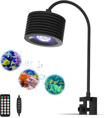 LED Aquarium Light Saltwater Freshwater Camp Clip on Fish Tank Light Remote Control for Coral Reef Planted Aquarium with Full Spectrum