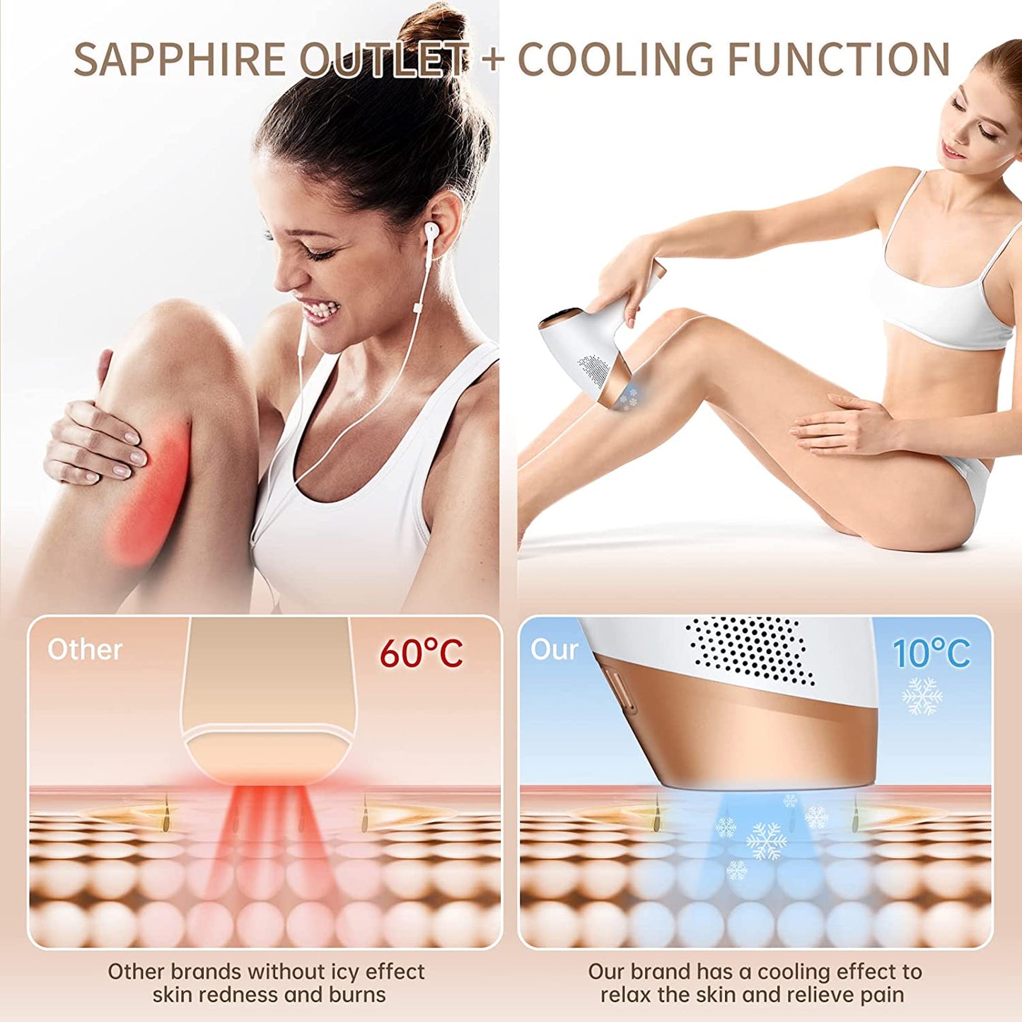 Laser Hair Removal for Women and Men with Sapphire Cooling, Newest Upgraded 999900 Flashes Permanent Painless IPL Hair Removal