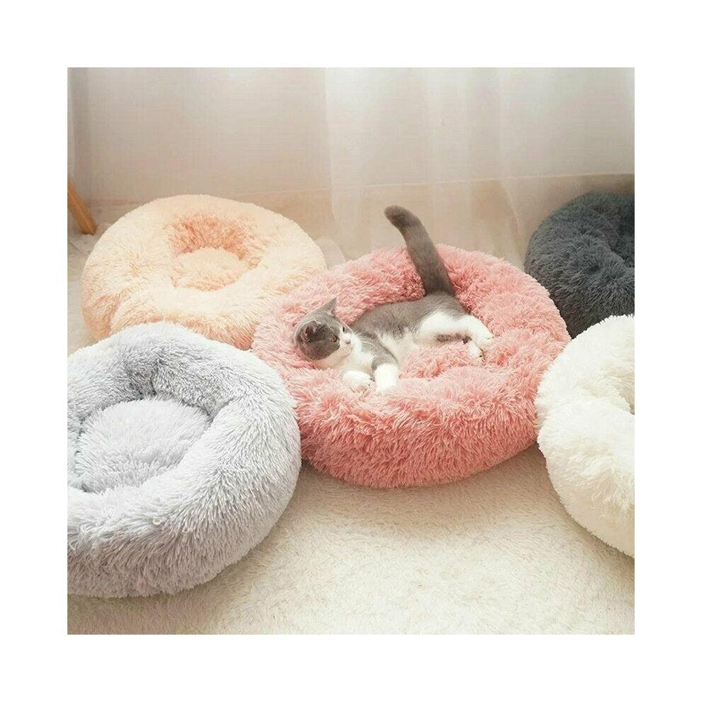 Washable Calming Comfy Donut Style Plush Cat Dog Pet Bed