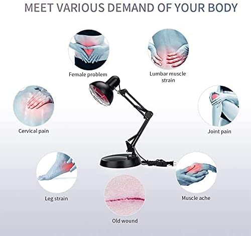 150W Near Red Light Therapy Heat Lamp for Body Neck Ache Muscle Joint Back Pain Blood Circulation Portable