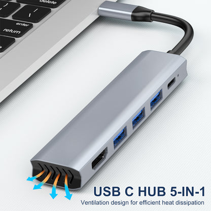 New 5-in-1 Type-C TO HDMI+USB3.0+USB2.0*2+PD Adapter