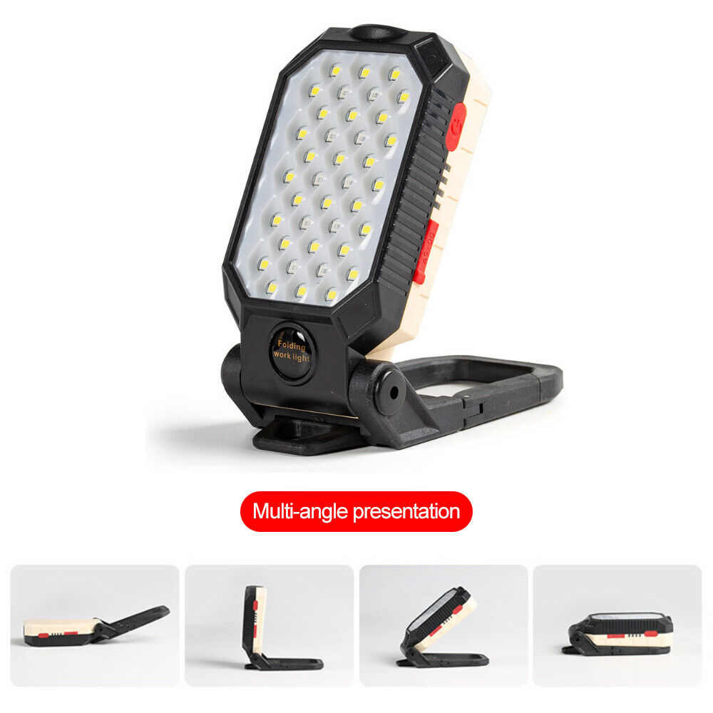 USB Rechargeable LED Work Light Magnetic Folding Flashlight Camping Torch Lamp