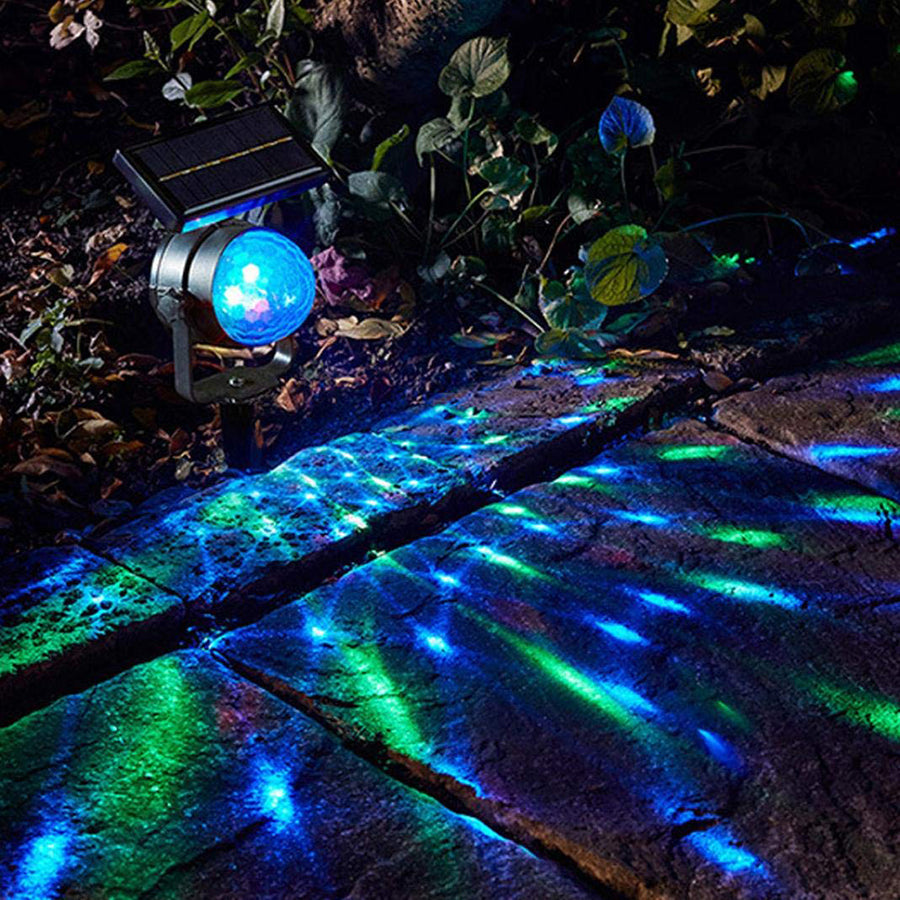 Bola mágica de cristal RGB giratoria con energía Solar, luz de escenario para discoteca, lámpara de fiesta de Navidad, lámpara de Proyector láser para césped y jardín al aire libre