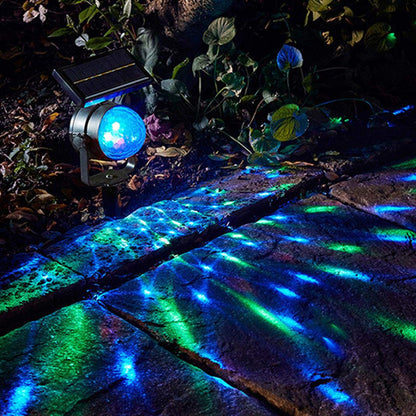 Bola mágica de cristal RGB giratoria con energía Solar, luz de escenario para discoteca, lámpara de fiesta de Navidad, lámpara de Proyector láser para césped y jardín al aire libre