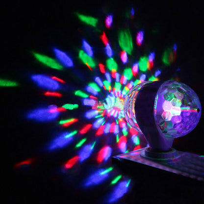 6W E27 LED RGB Dual Crystal Ball Rotating Stage Light Bulbs DJ Disco Party Lamp
