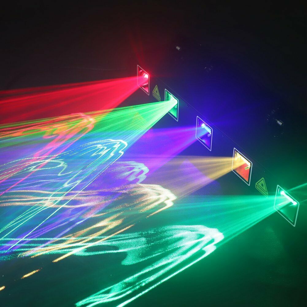RGBYC Laser Stage Lighting 5 Lens 5 Beam Light 11CH DMX Projector DJ Disco Show