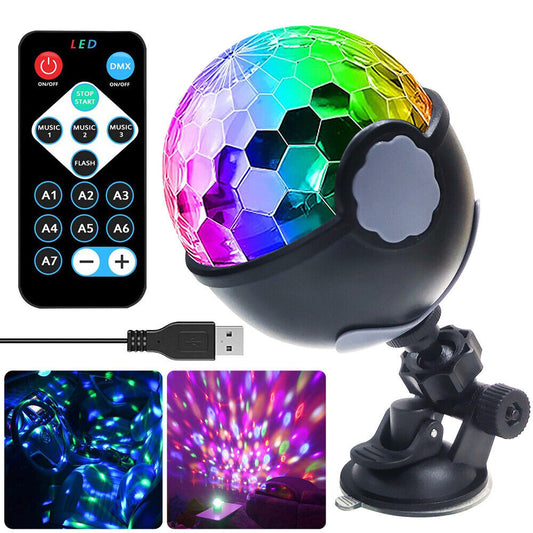 DJ LED Magic Ball Light Remote Sound Control RGB Rotating Disco Party Lights