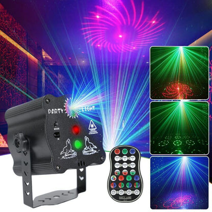 Lámpara de proyector láser de escenario estroboscópico LED RGB reactivo con sonido de luz de discoteca para DJ