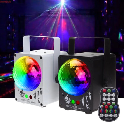 LED RGB Disco Ball DJ Party Luz láser Etapa Estroboscópica Sonido remoto activado