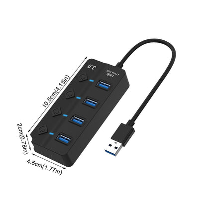 4/7 Port USB 3.0 Hub (5Gbps) High Speed On/Off Switches Adapter For PC Laptop