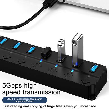 4/7 Port USB 3.0 Hub (5Gbps) High Speed On/Off Switches Adapter For PC Laptop