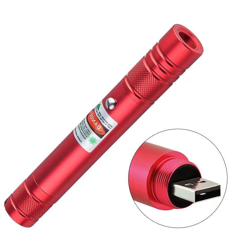 Metal Strong Green Beam Laser Pointer Pen USB Rechargeable 532nm Lazer