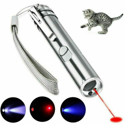 USB Rechargable Super Laser Pointer Pen 3 in 1 Cat Pet Toy Red UV Flashlight