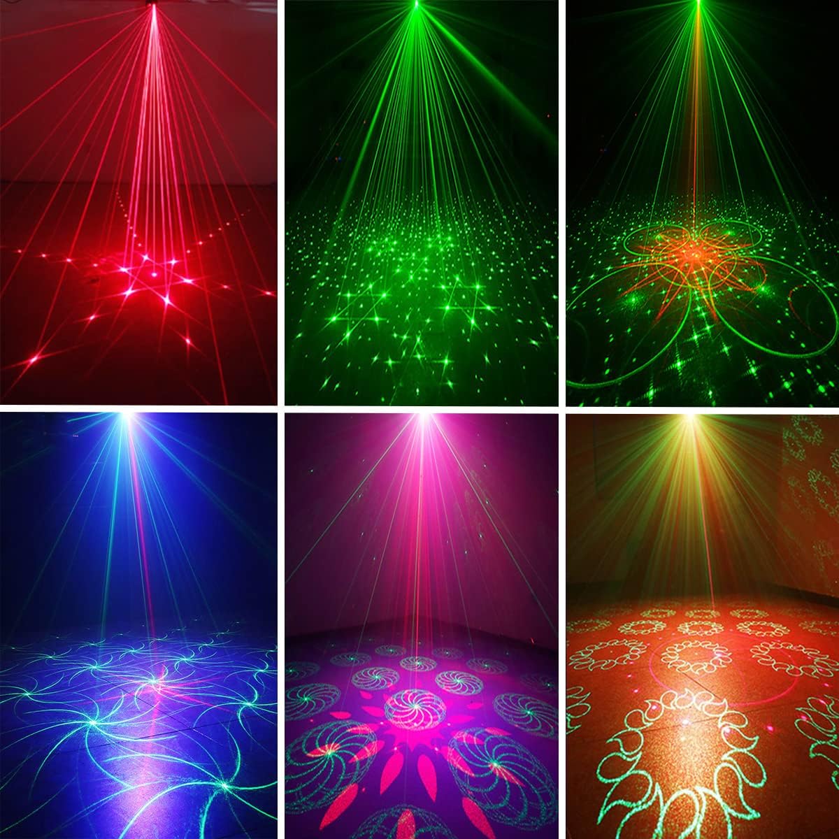 Luces de discoteca Dj, luces de fiesta, luz estroboscópica para escenario, proyector de luces láser activadas por sonido con Control remoto