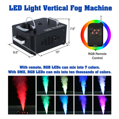 900W Smoke Fog Machine w/RGB LED Vertical Spray DMX DJ Stage Smoke Effect Fogger