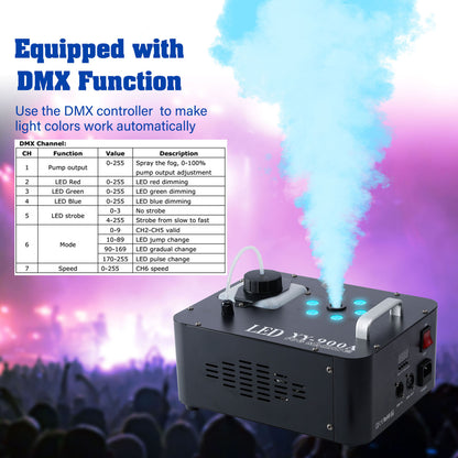 Máquina de niebla de humo de 900W con nebulizador de efecto de humo de escenario de DJ DMX con rociador vertical LED RGB