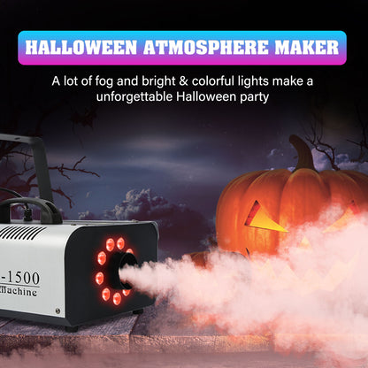 Máquina de humo de 1500W con luz LED RGB, máquina nebulizadora de humo para escenario de DJ con control remoto