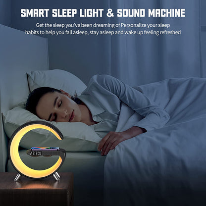 Sound Machine Smart Light Sunrise Alarm Clock Wake Up Light Alarm Clocks for Bedrooms Dimmable Table Lamp with Fast Wireless Charger Alarm Clock for Heavy Sleepers Adults for Bedroom,Dorm,Gift