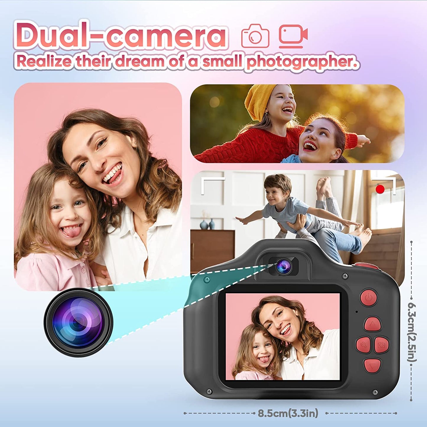 Christmas Birthday Gifts Kids Selfie Camera for Boys Age 3-9 HD Digital Video Cameras for Toddler with 32GB SD Card