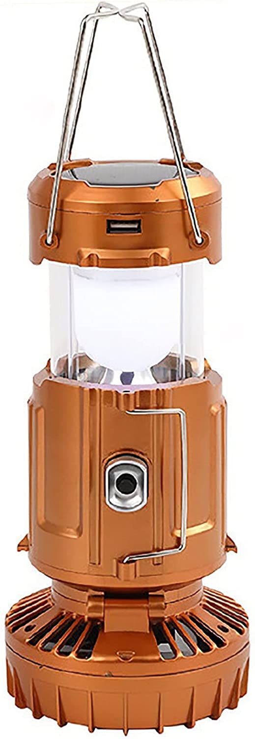 Lámpara de camping USB plegable alimentada por energía solar y batería con ventilador para picnic, barbacoa, pesca, luz de emergencia recargable para viajes