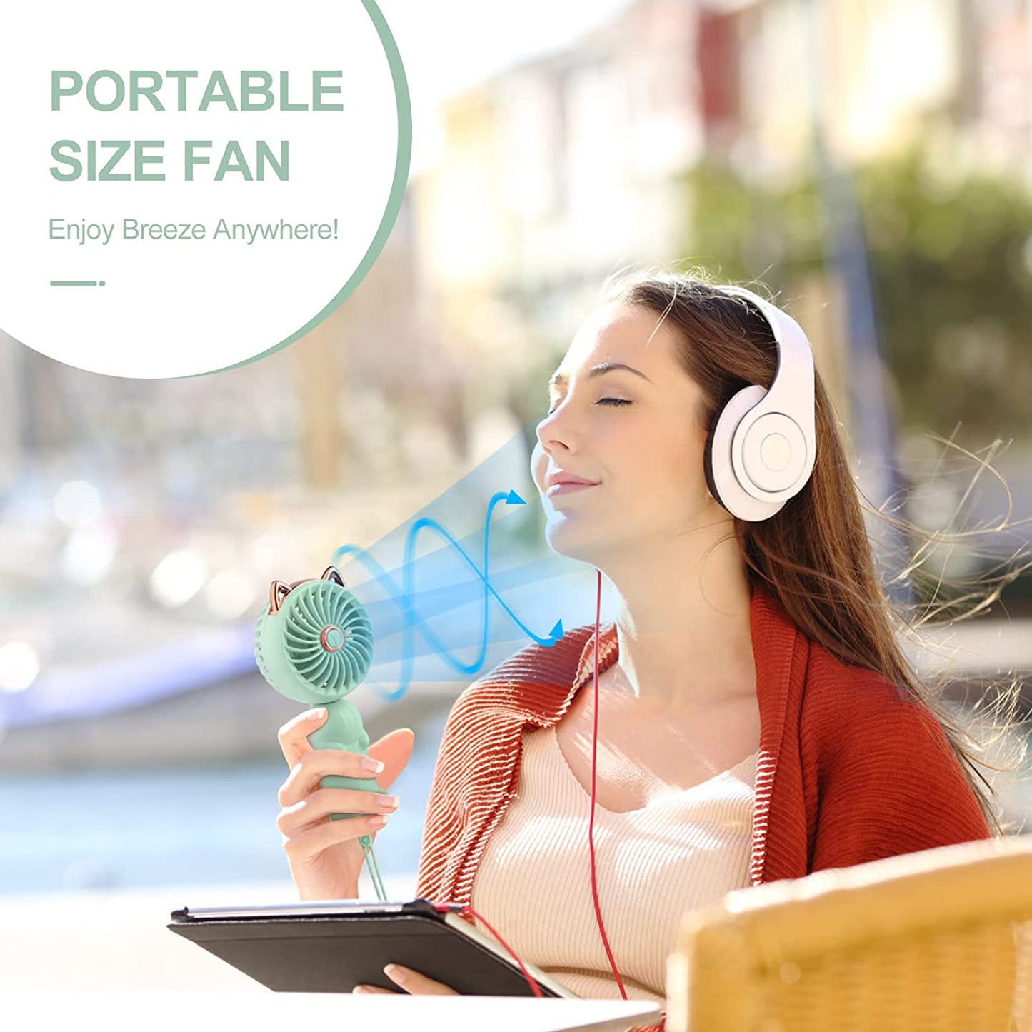 Mini Hand Held Fan with USB 3 Speed Strong Personal Table Fan 8-12 Hours Small Makeup Fan for Girls Women Travel