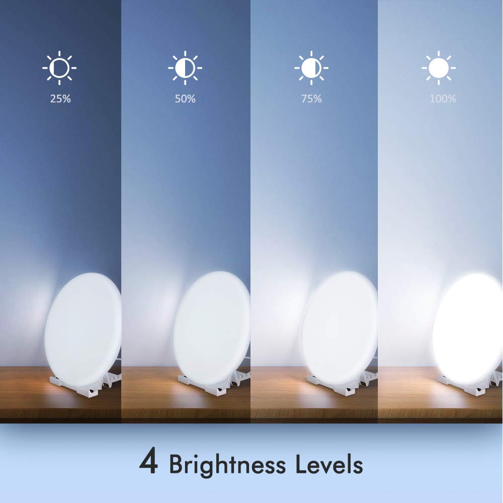 Lámpara de terapia de luz Sin UV 10000 Lux LED Luz de terapia blanca brillante Control táctil con 3 niveles de brillo ajustables Función de memoria