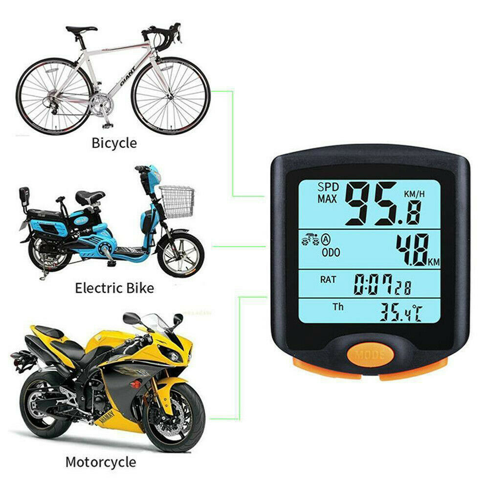 Motorcycle Bicycle Computer Speedometer Odometer Waterproof Multifunction Gauge