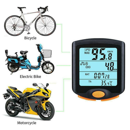 Velocímetro para ordenador de bicicleta y motocicleta, odómetro, medidor multifunción resistente al agua