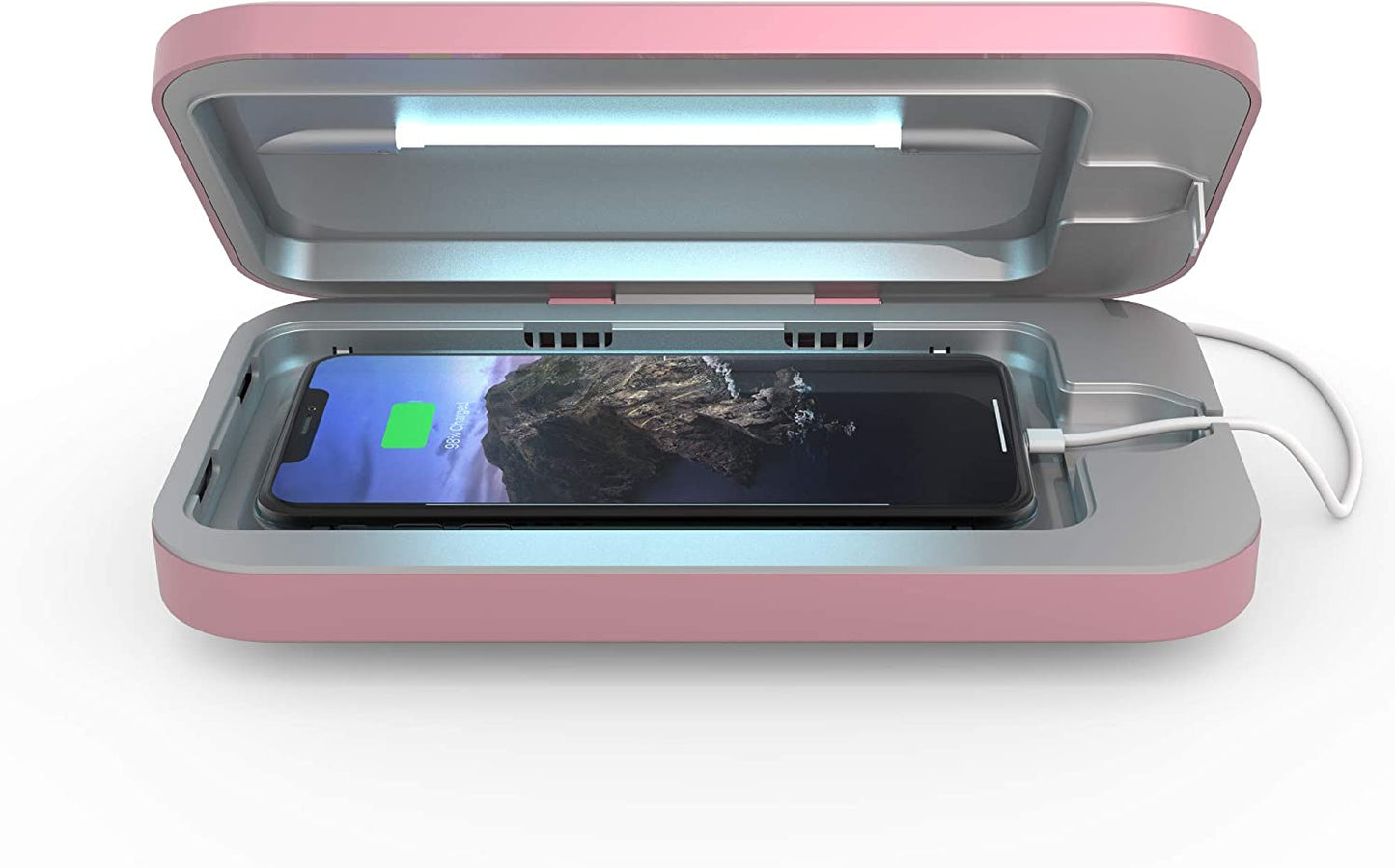 Desinfectante UV para teléfonos inteligentes y cargador universal Desinfectante con luz UV de 360 ​​grados patentado y clínicamente probado