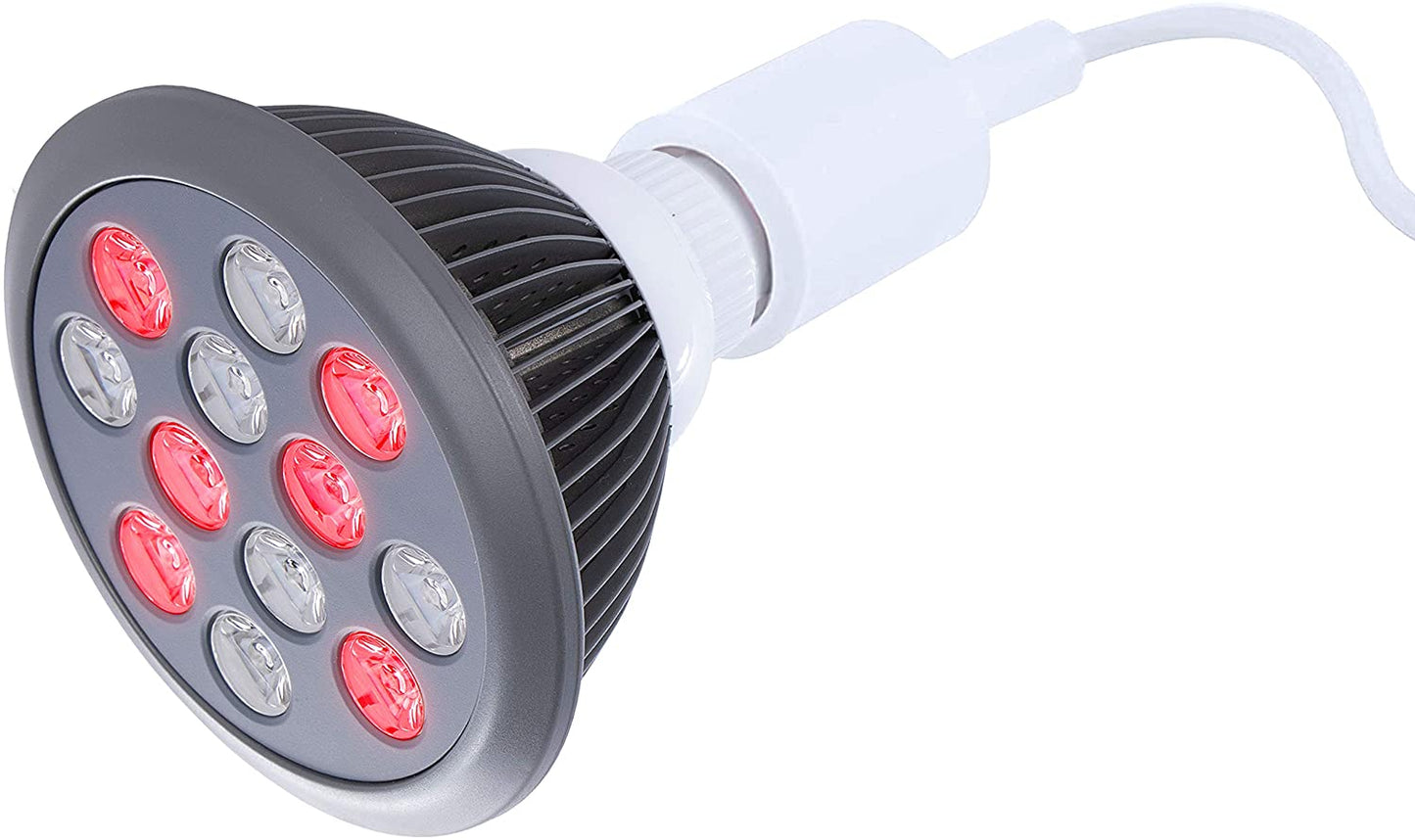Red Light Therapy Bulb Power Cord Included Red 660nm Near Infrared 850nm 12 LEDs. High Irradiance Combo Treatment for Skin, Pain Relief, Anti Aging, Muscle Recovery, Performance