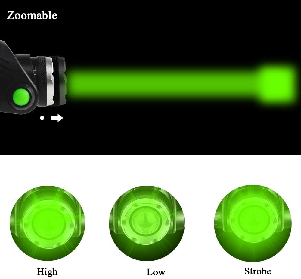 Faro de luz LED Faro LED de 3 modos Faro con zoom Enfoque ajustable Faro LED verde para astronomía, aviación, observación nocturna, etc.