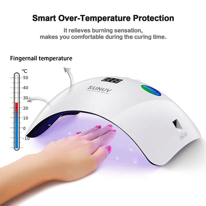Lámpara de uñas LED UV Secador de uñas 36W SUNUV SUN8 Luz de curado de gel para esmalte de uñas con sensor automático 3 temporizadores
