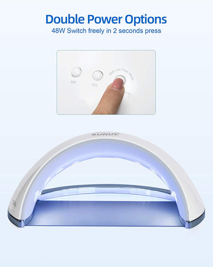 Lámpara de uñas LED UV 48W SUNUV SMART SUN6 Gel Secador de esmalte de uñas con Sensor de temporizador 30/60/99S bandeja inferior extraíble para el hogar y el salón