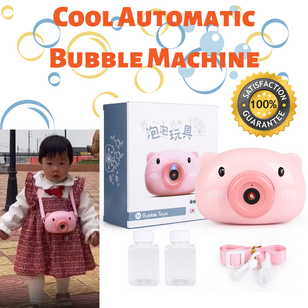 Automatic Soap Bubble Maker Machine Electric Cool Cute Pig Camera Pool Party Kid
