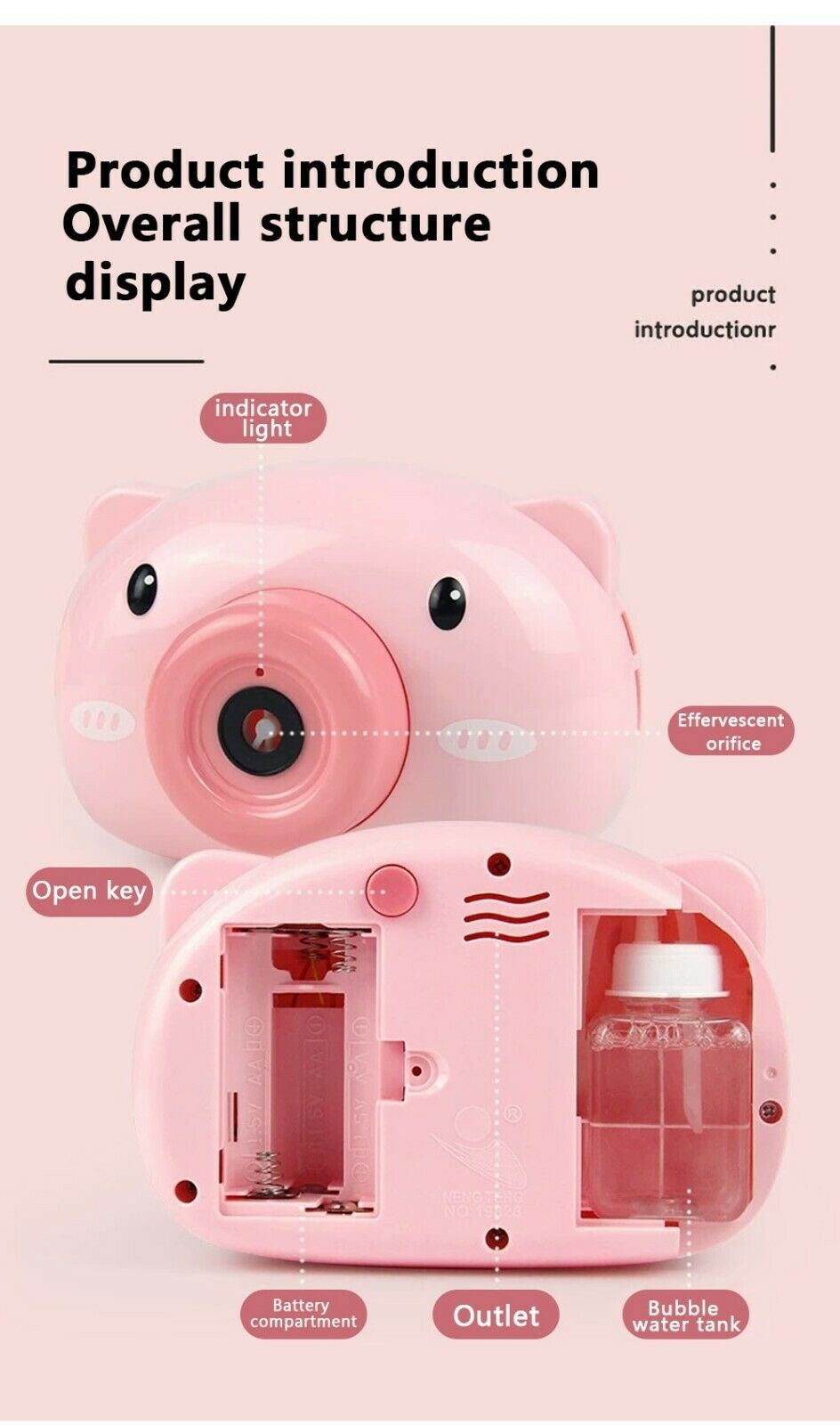 Automatic Soap Bubble Maker Machine Electric Cool Cute Pig Camera Pool Party Kid