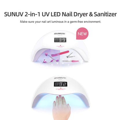 2-in-1 Nail Lamp SUNUV SUN15 Nail Dryer UV LED Light for Gel Nail Polish with Auto Sensor Timer Setting and Display Screen