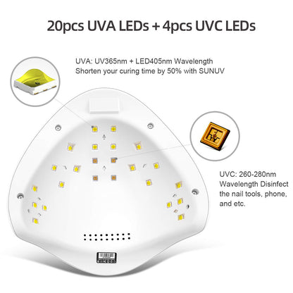 Lámpara de uñas 2 en 1 SUNUV SUN15 secador de uñas luz LED UV para esmalte de uñas de Gel con ajuste de temporizador con Sensor automático y pantalla de visualización