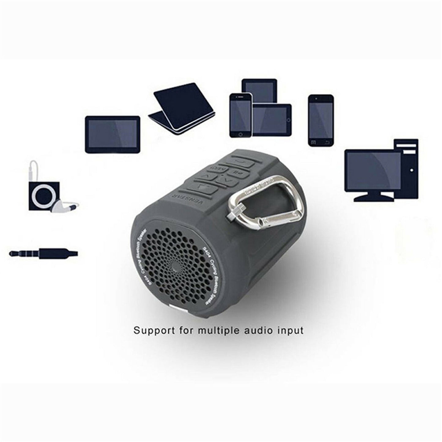 Portable Wireless Waterproof BT Speaker USB/TF/FM Radio w/Bike Mount Remote